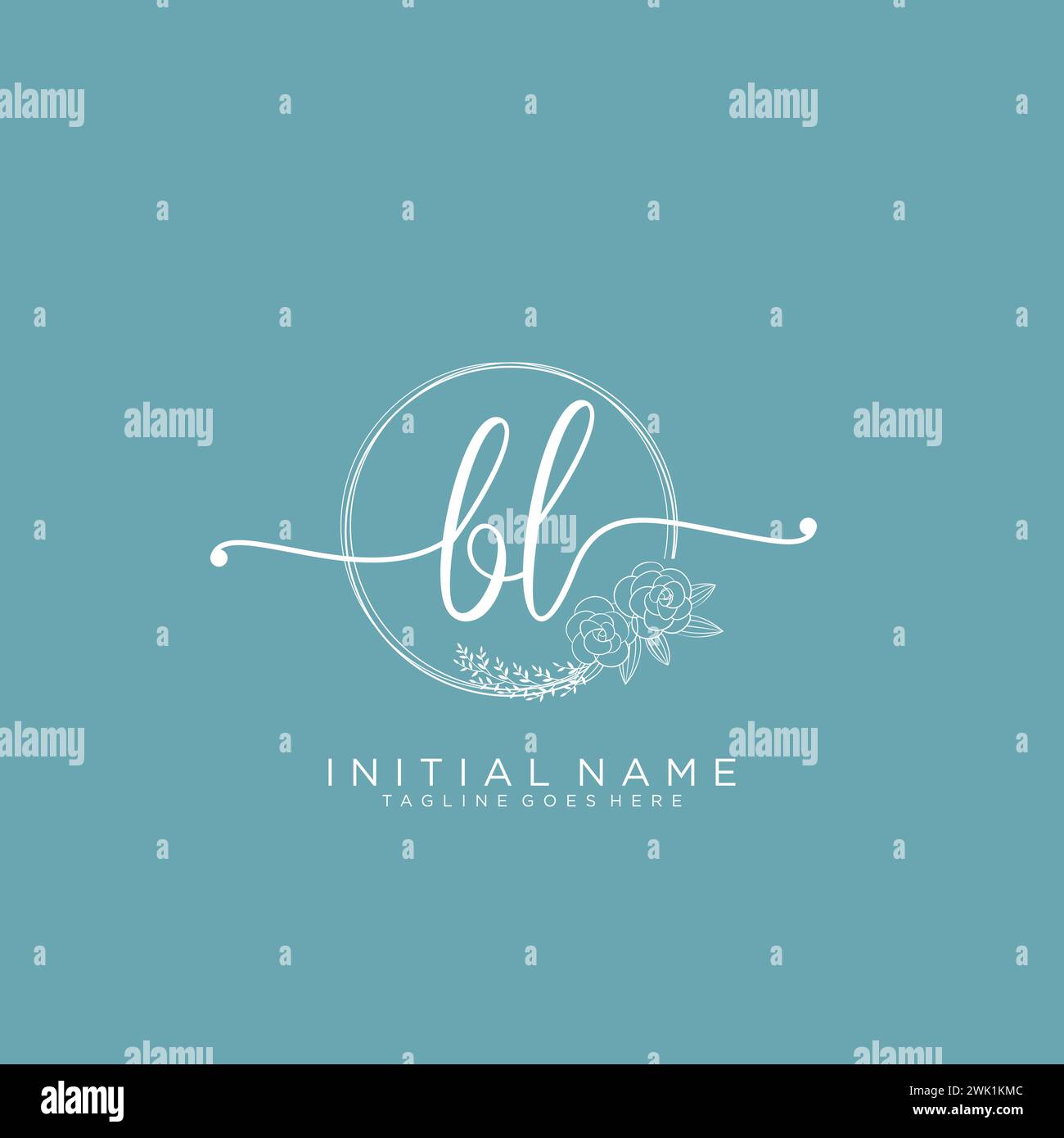 BL Initial handwriting logo with circle Stock Vector
