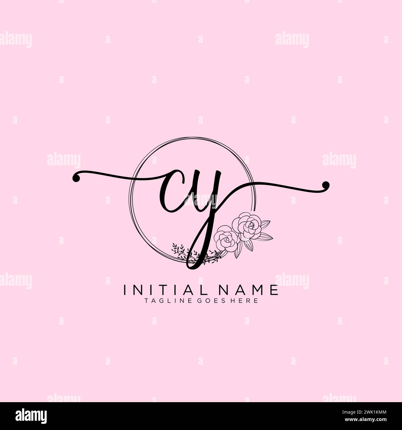 CY Initial handwriting logo with circle Stock Vector