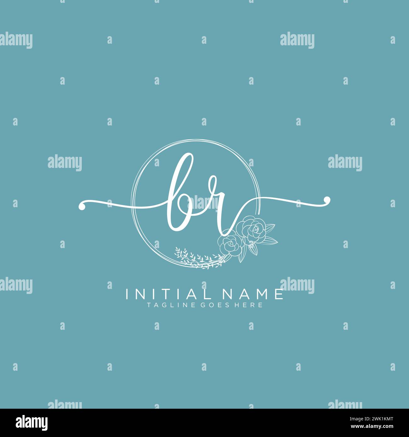 BR Initial handwriting logo with circle Stock Vector