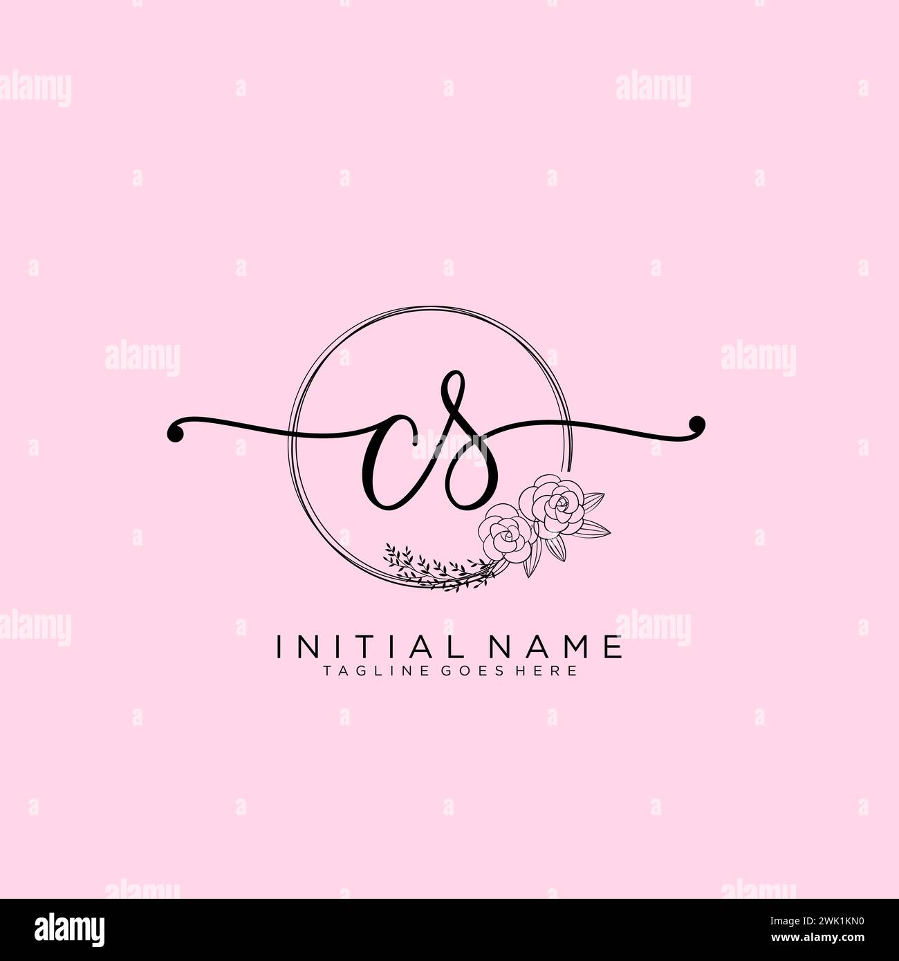 CS Initial handwriting logo with circle Stock Vector