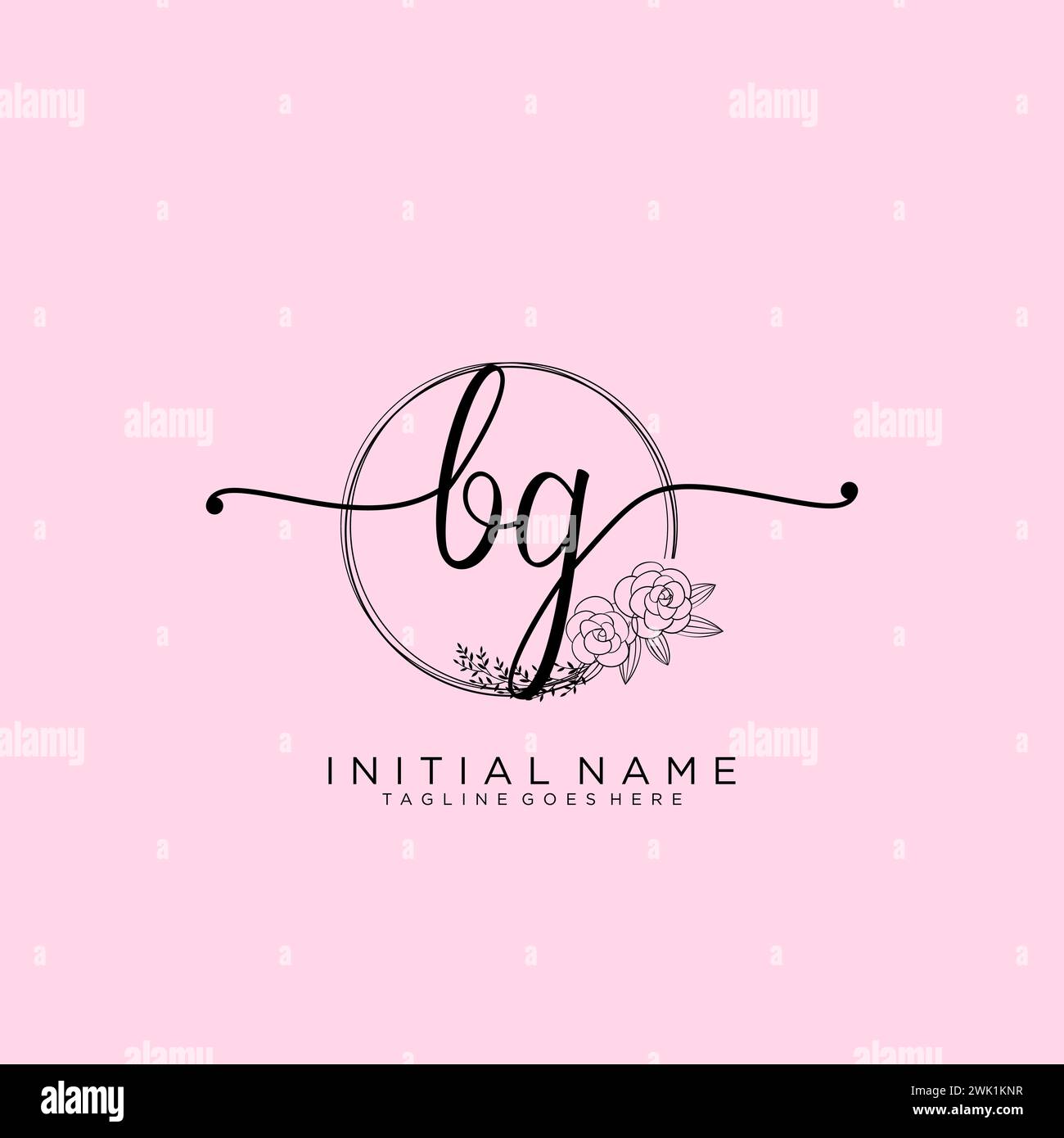 BG Initial handwriting logo with circle Stock Vector