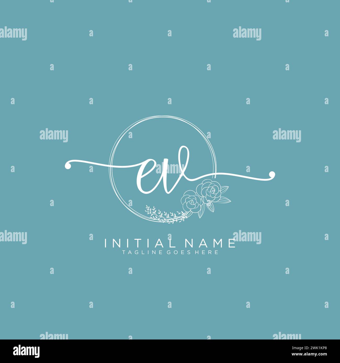 EV Initial handwriting logo with circle Stock Vector