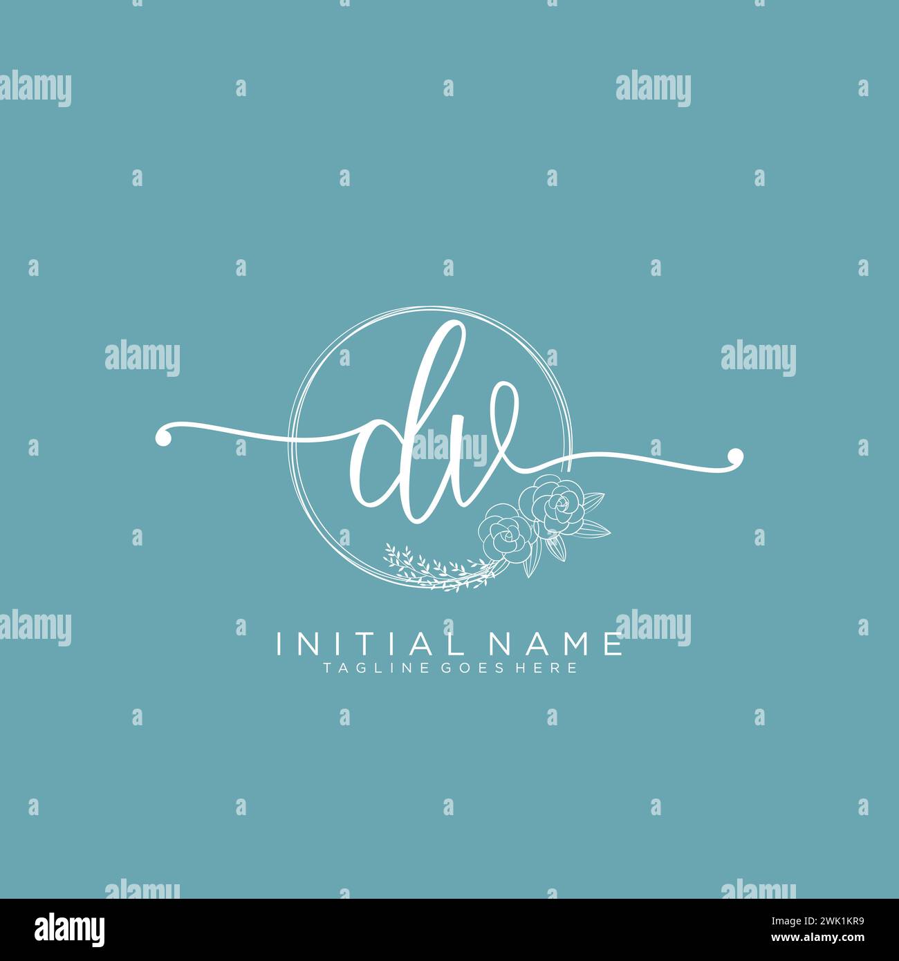 DV Initial handwriting logo with circle Stock Vector