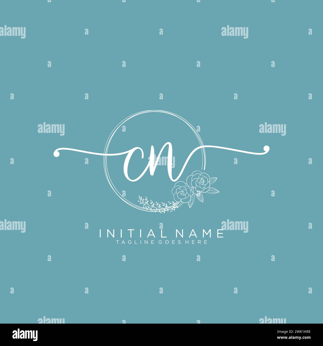 CN Initial handwriting logo with circle Stock Vector