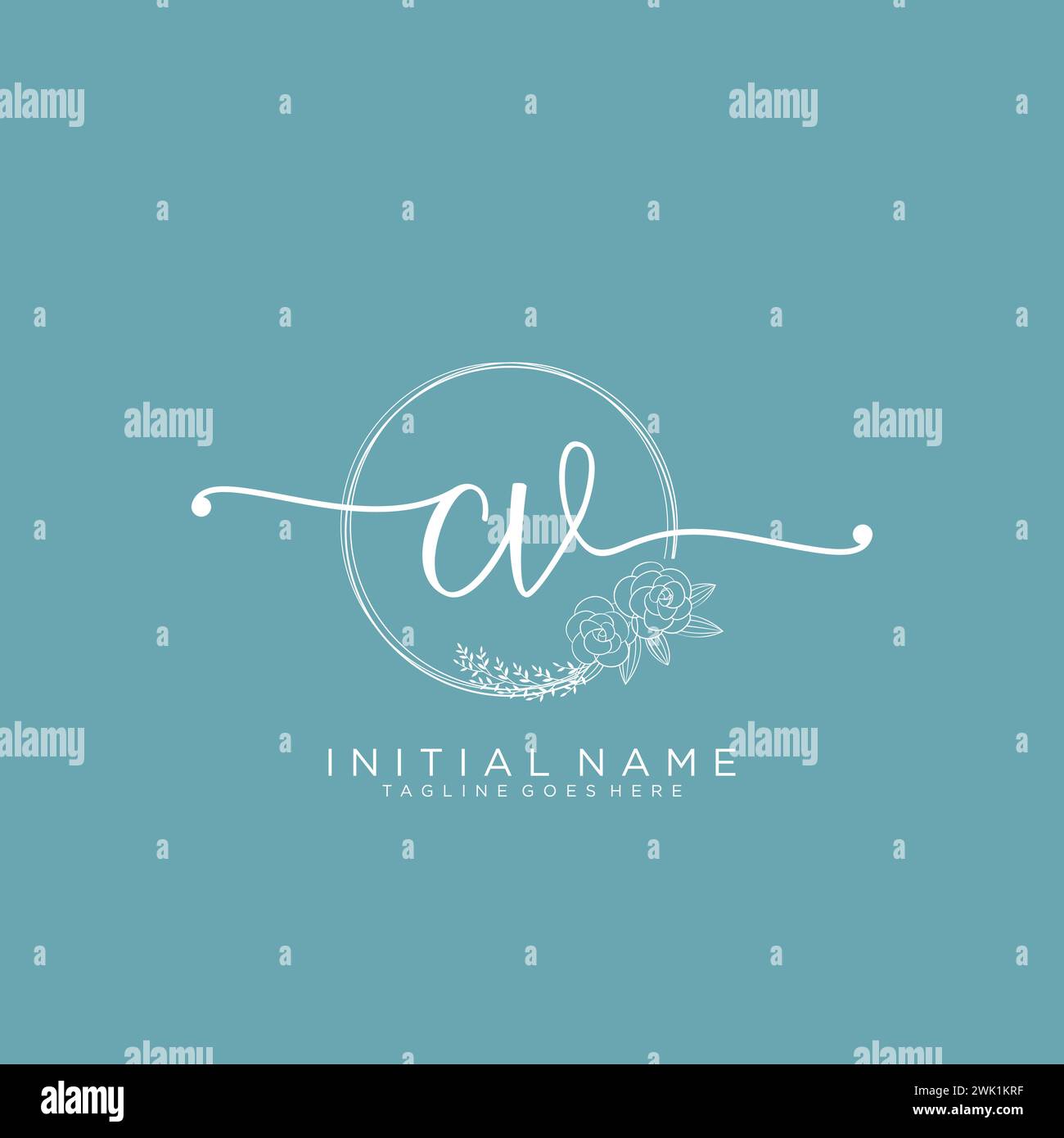 CV Initial handwriting logo with circle Stock Vector