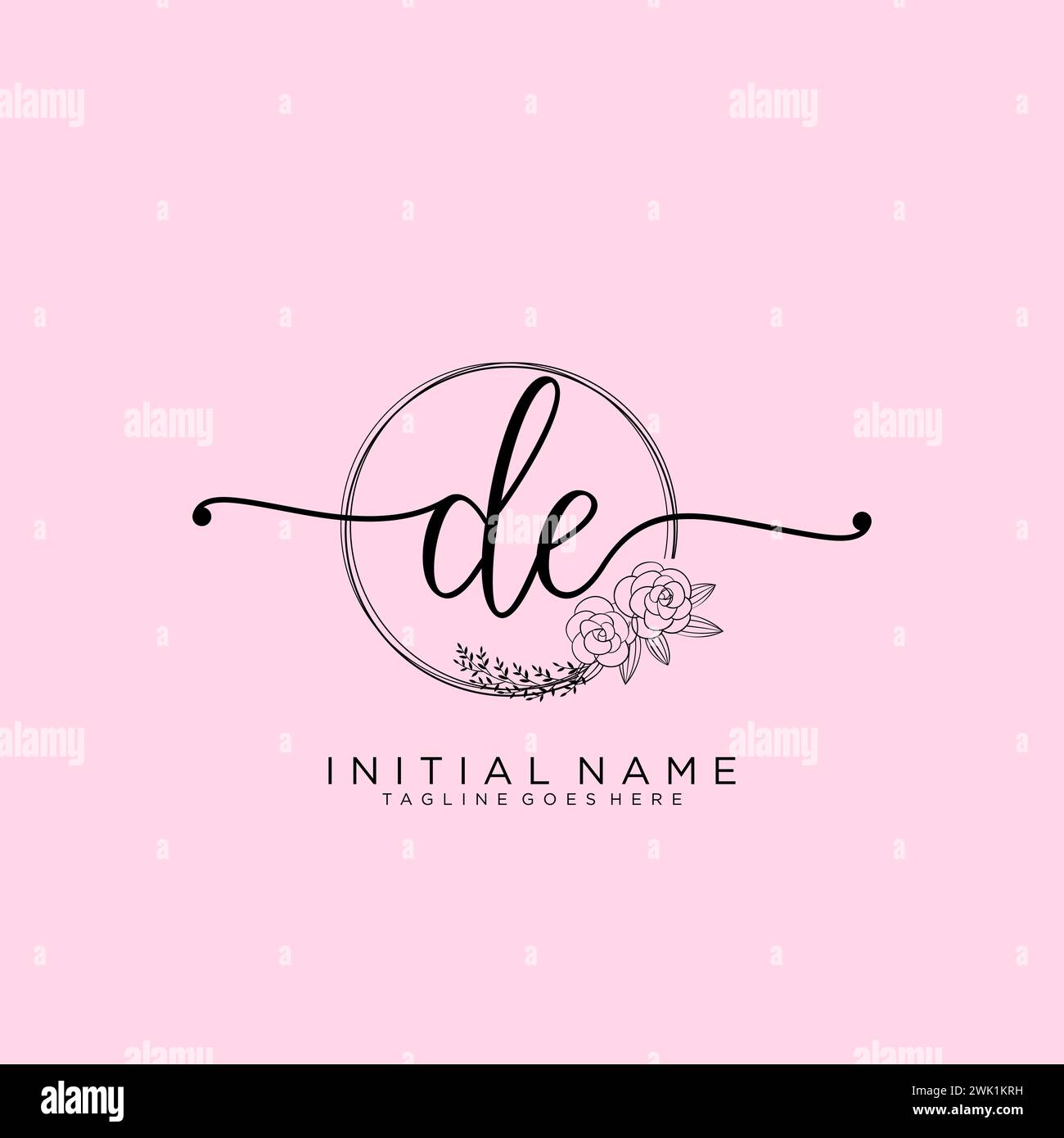 DE Initial handwriting logo with circle Stock Vector