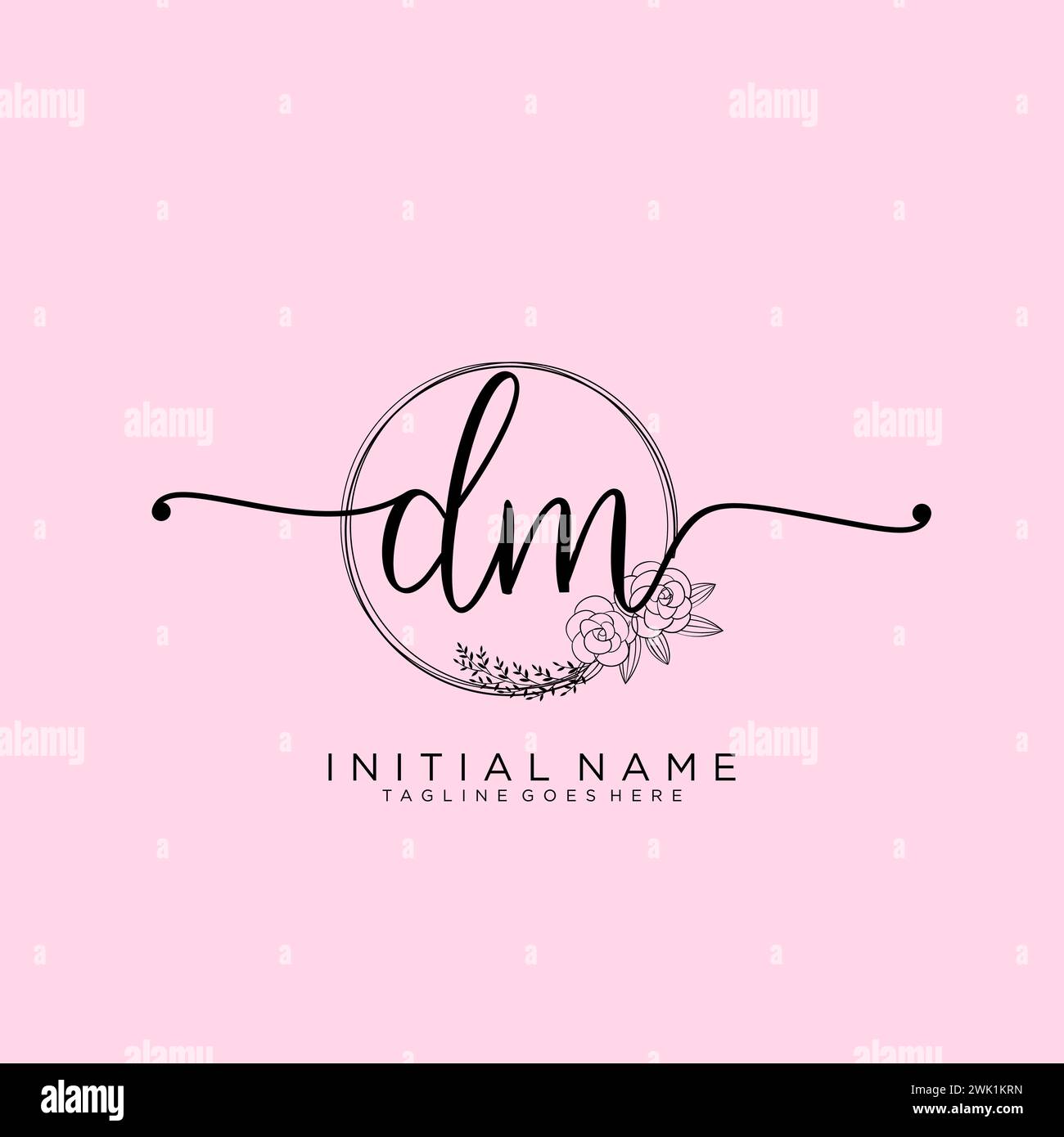 DM Initial handwriting logo with circle Stock Vector