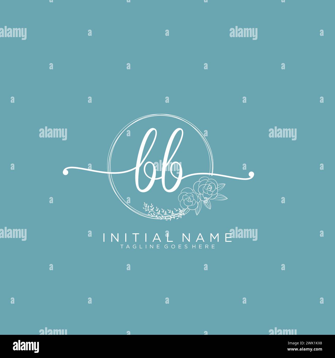 BB Initial handwriting logo with circle Stock Vector