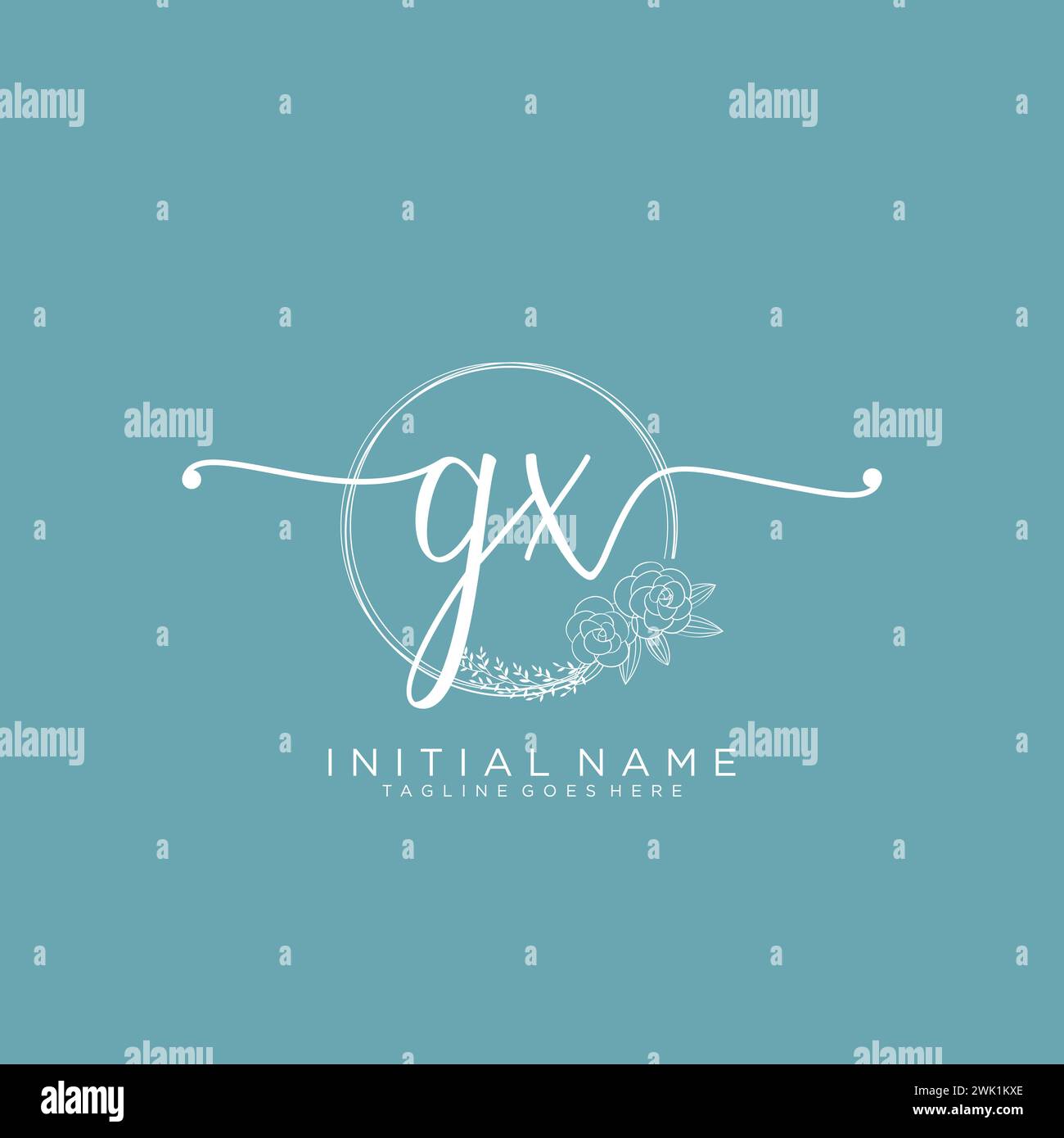 GX Initial handwriting logo with circle Stock Vector