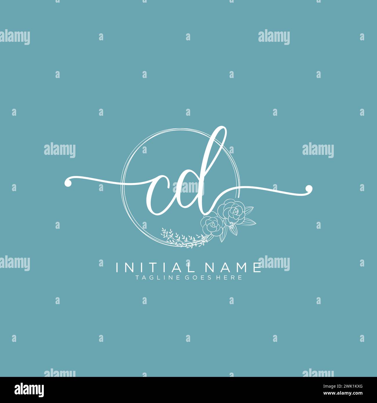 CD Initial handwriting logo with circle Stock Vector