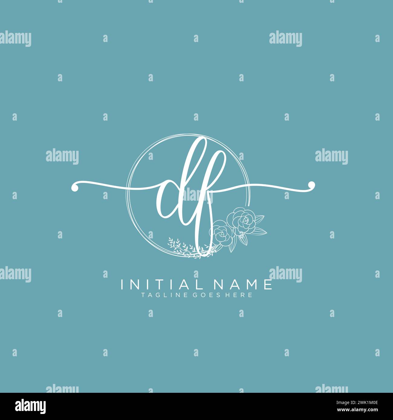 DF Initial handwriting logo with circle Stock Vector