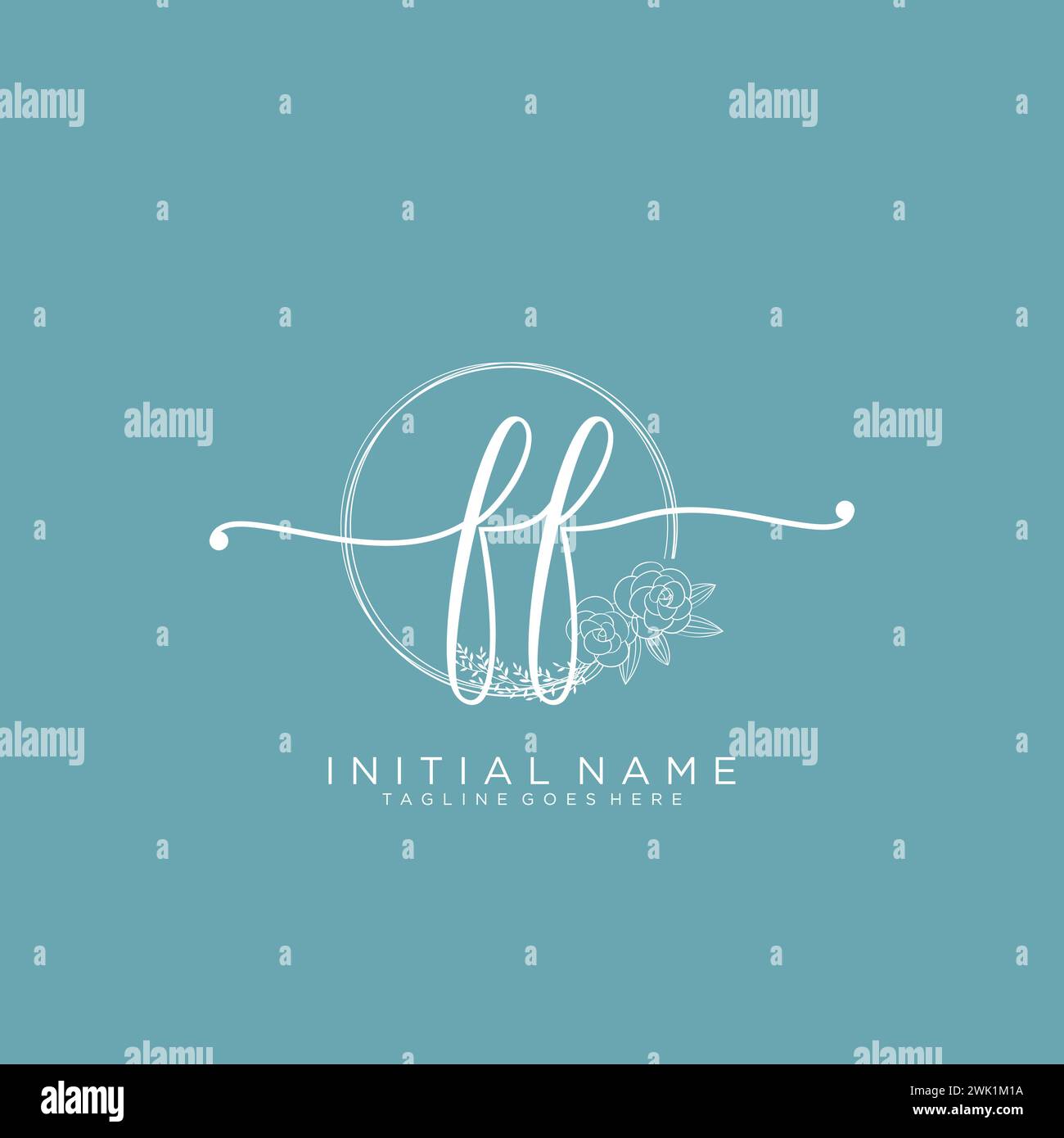 FF Initial handwriting logo with circle Stock Vector