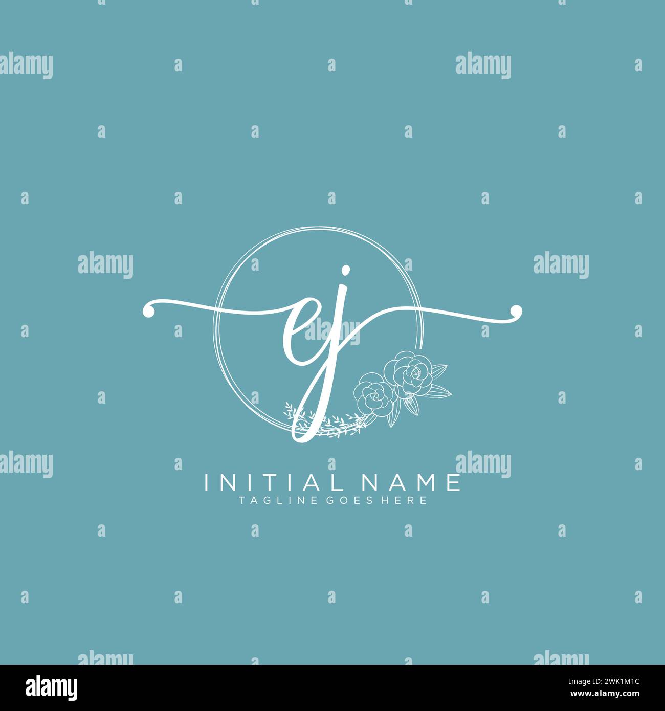 EJ Initial handwriting logo with circle Stock Vector