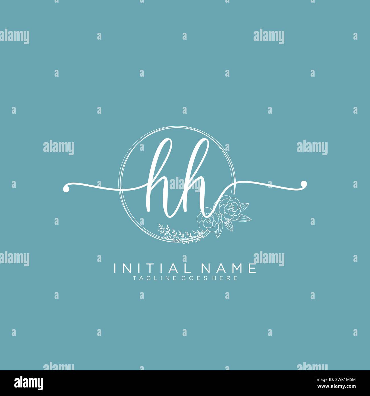 HH Initial handwriting logo with circle Stock Vector