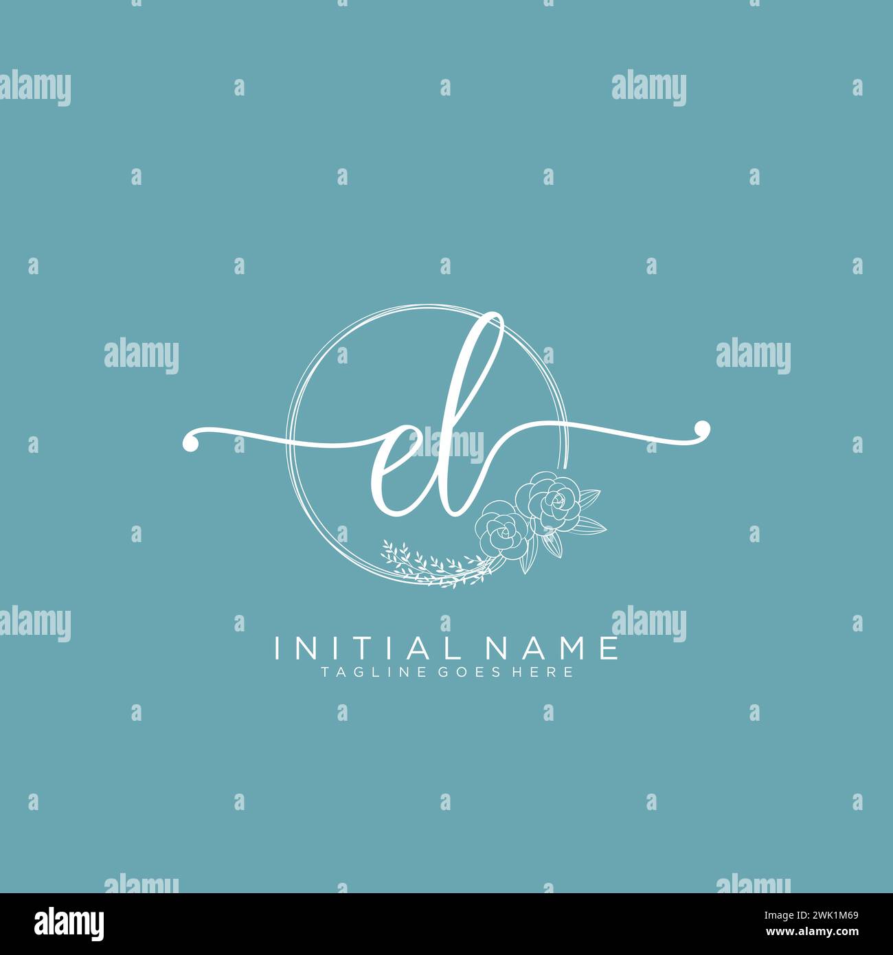 EL Initial handwriting logo with circle Stock Vector