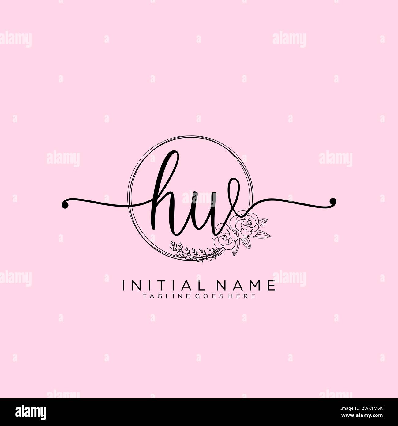 HW Initial handwriting logo with circle Stock Vector