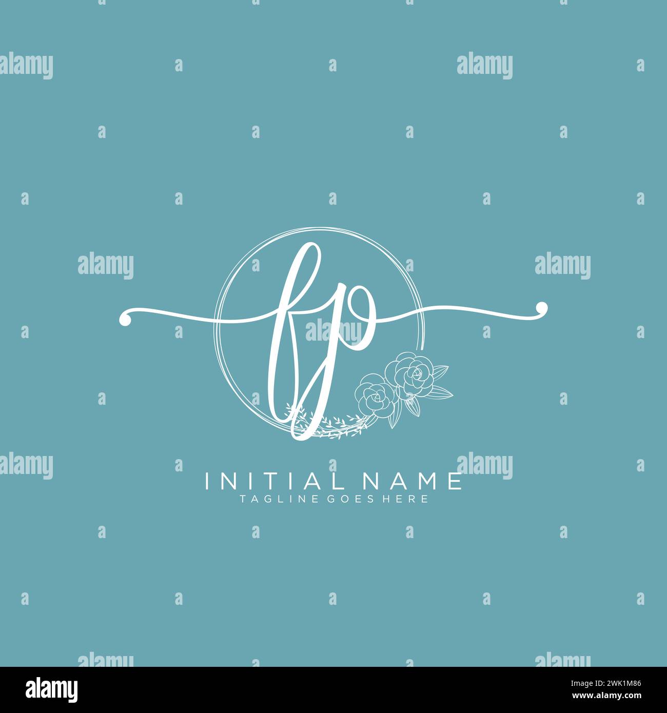 FP Initial handwriting logo with circle Stock Vector
