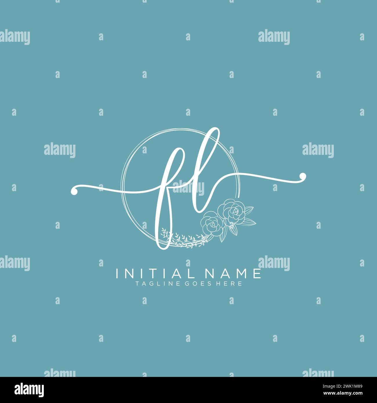 FL Initial handwriting logo with circle Stock Vector