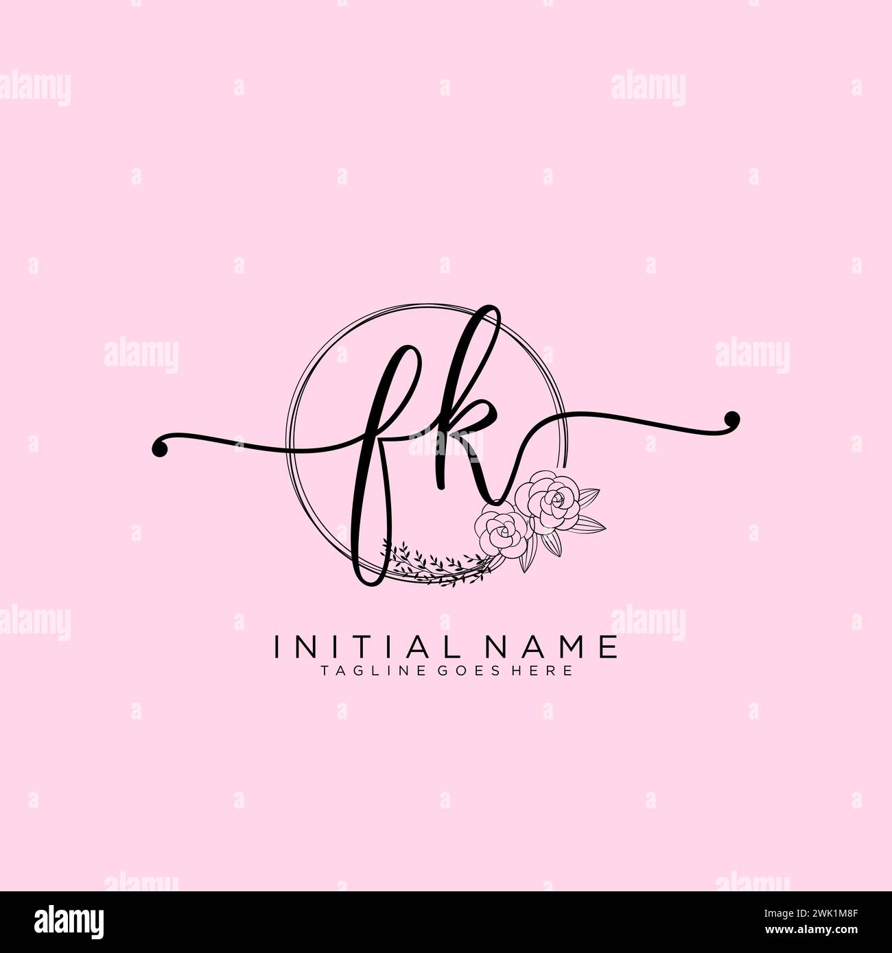 FK Initial handwriting logo with circle Stock Vector