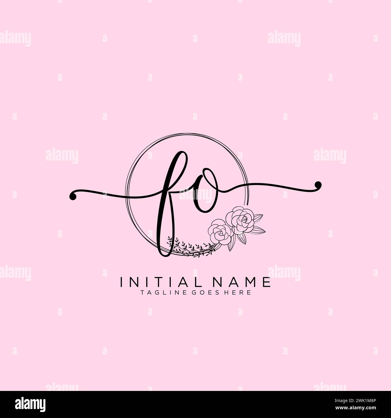 FO Initial handwriting logo with circle Stock Vector