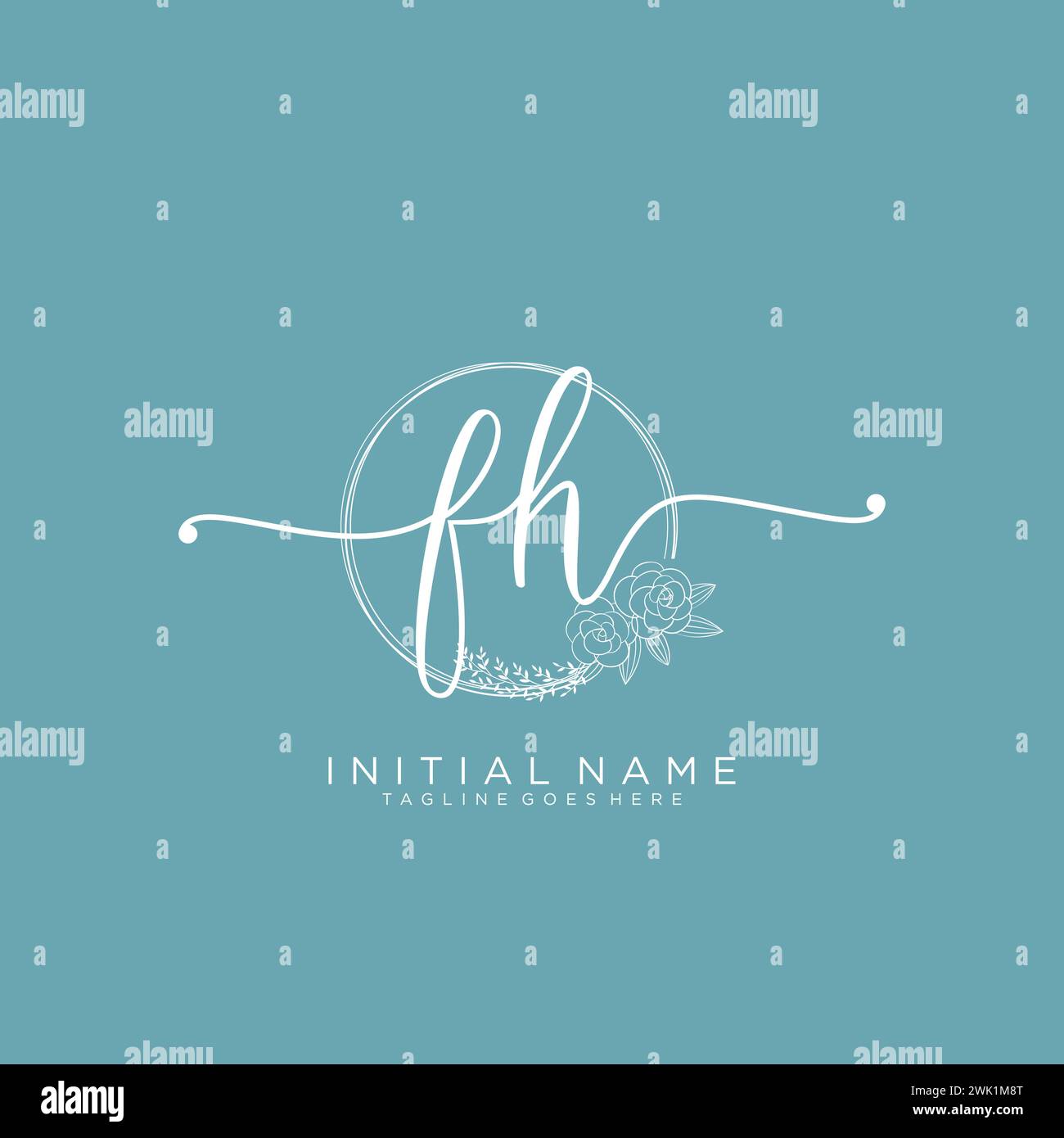 FH Initial handwriting logo with circle Stock Vector