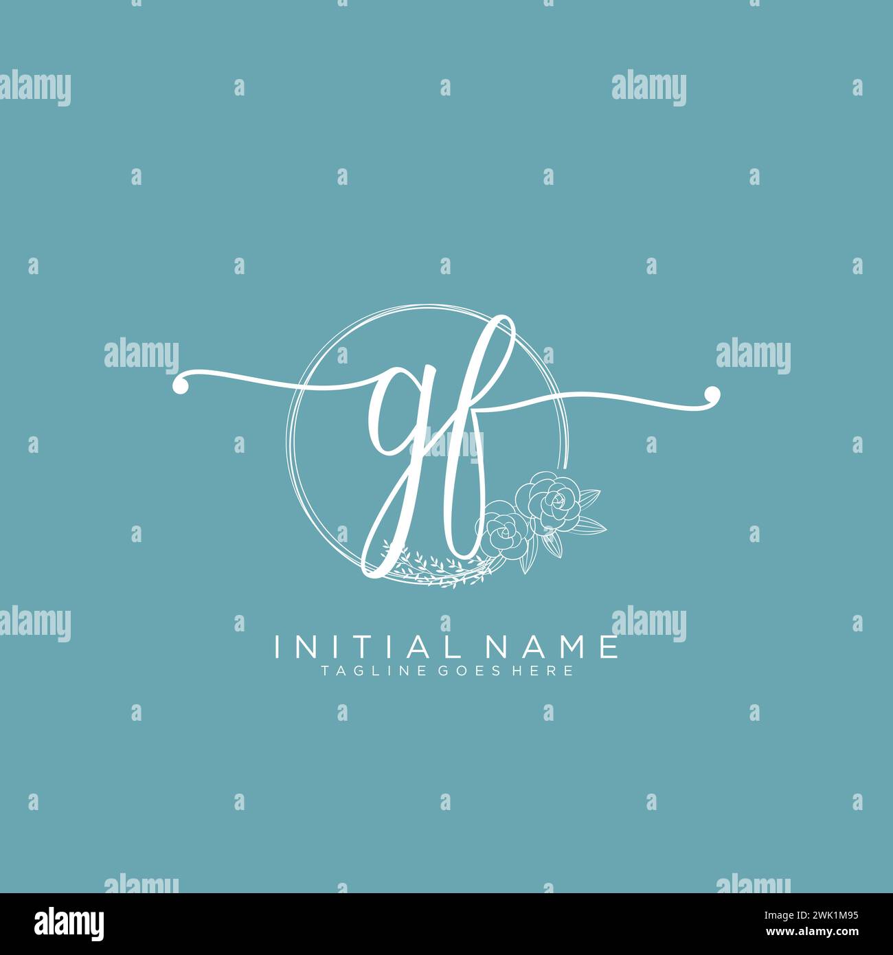 GF Initial handwriting logo with circle Stock Vector