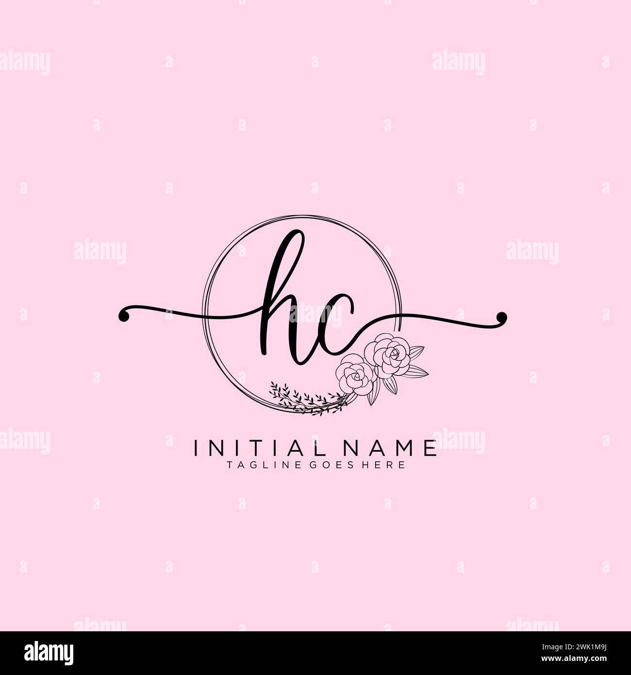 HC Initial handwriting logo with circle Stock Vector