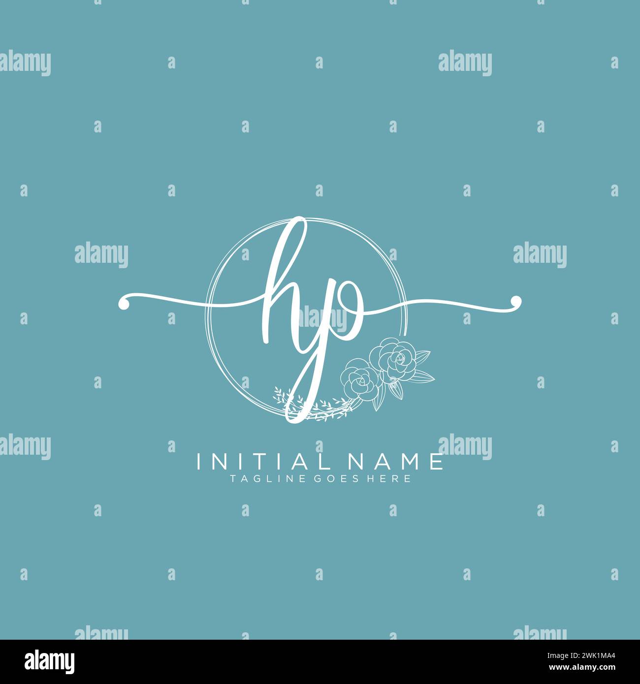 HP Initial handwriting logo with circle Stock Vector