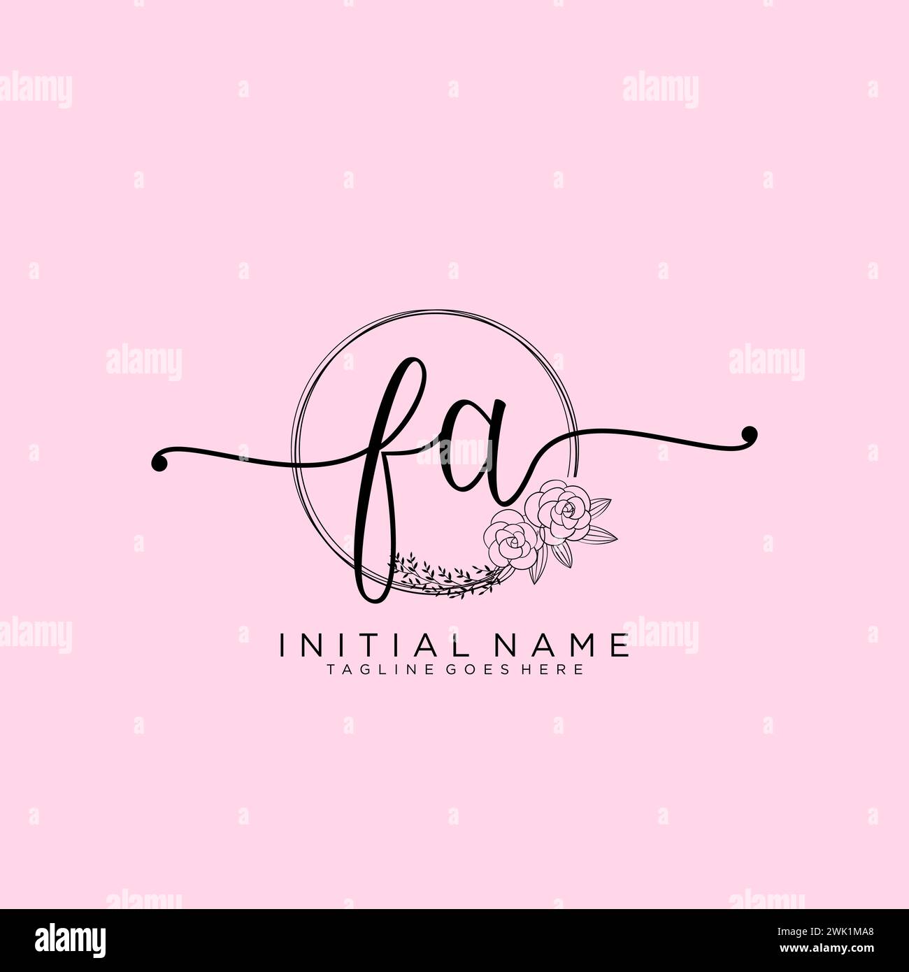 FA Initial handwriting logo with circle Stock Vector