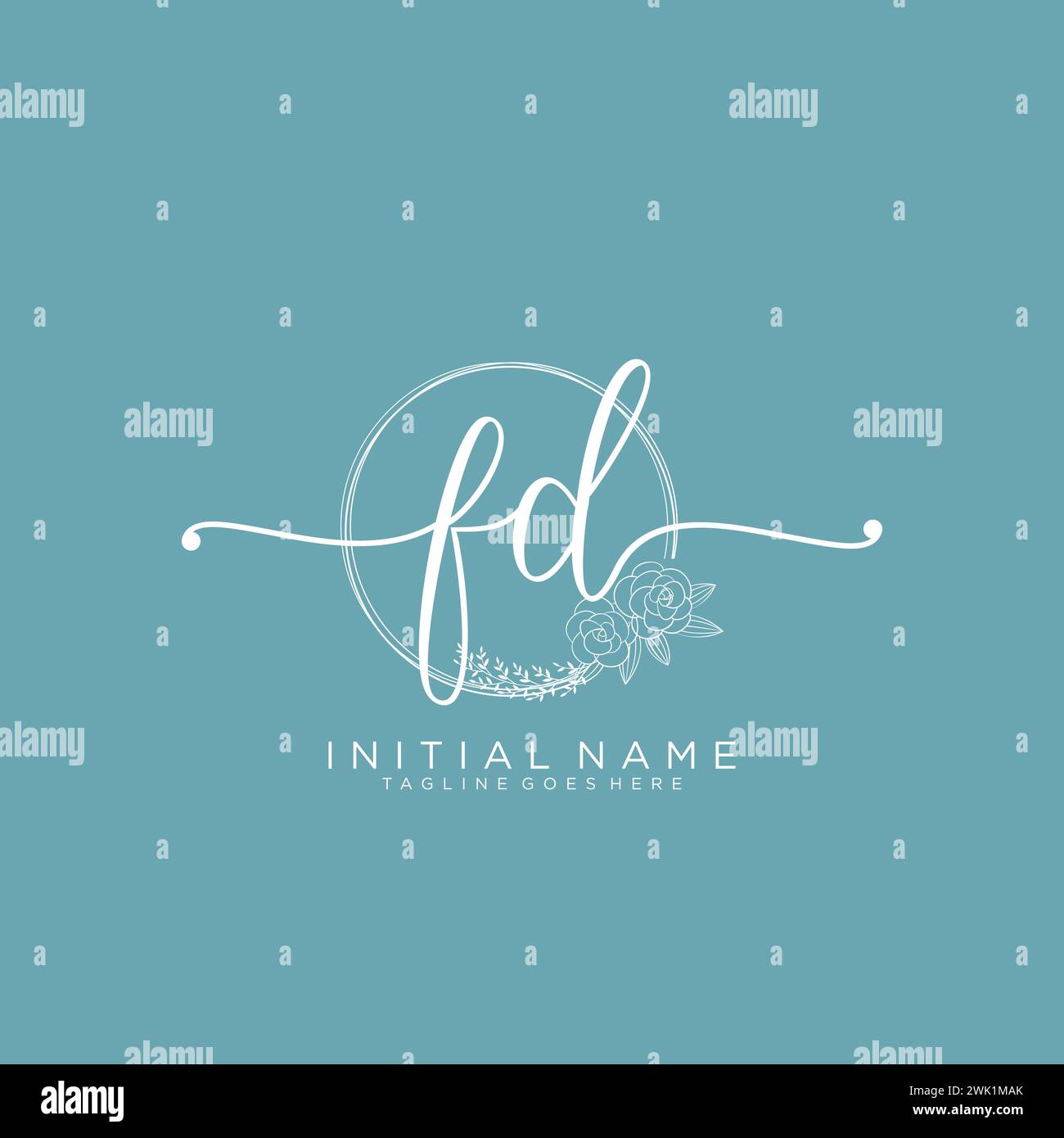 FD Initial handwriting logo with circle Stock Vector