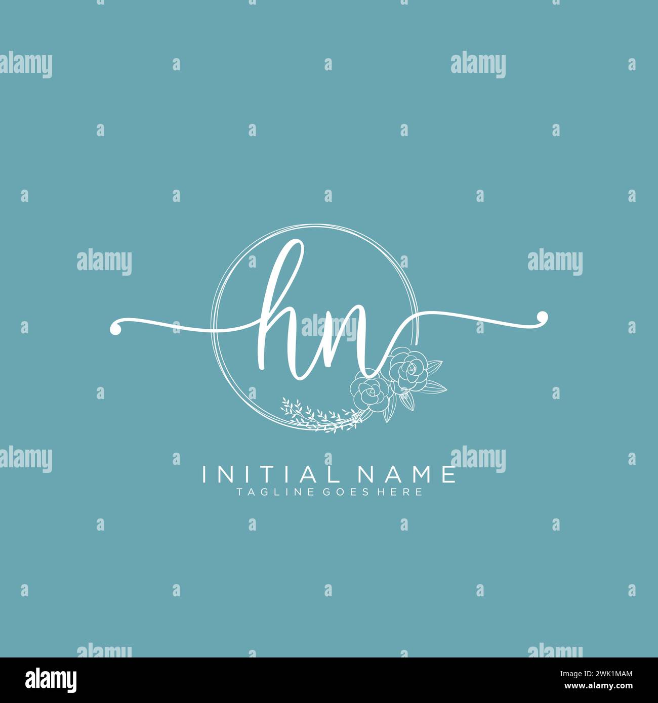 HN Initial handwriting logo with circle Stock Vector