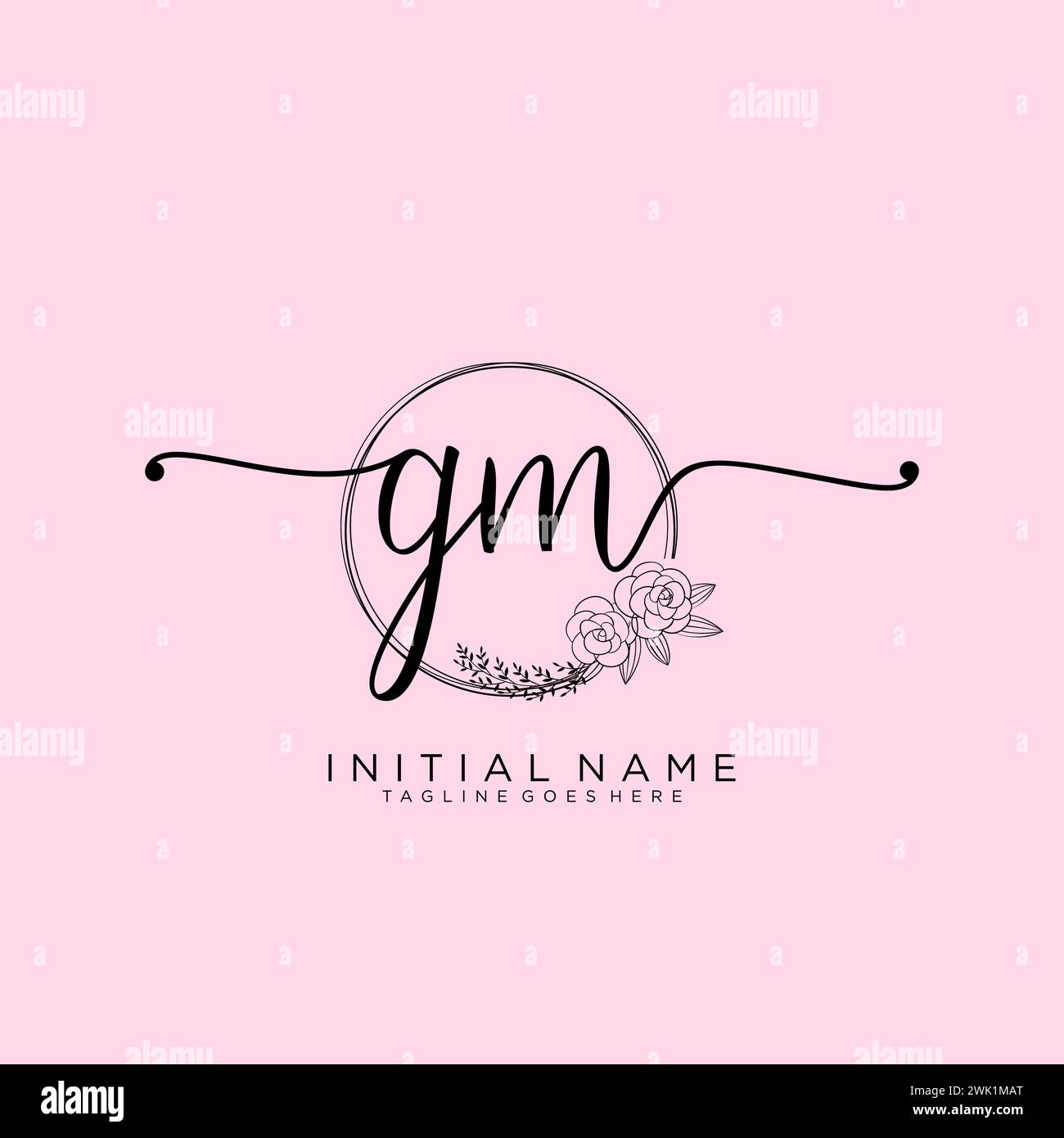 GM Initial handwriting logo with circle Stock Vector