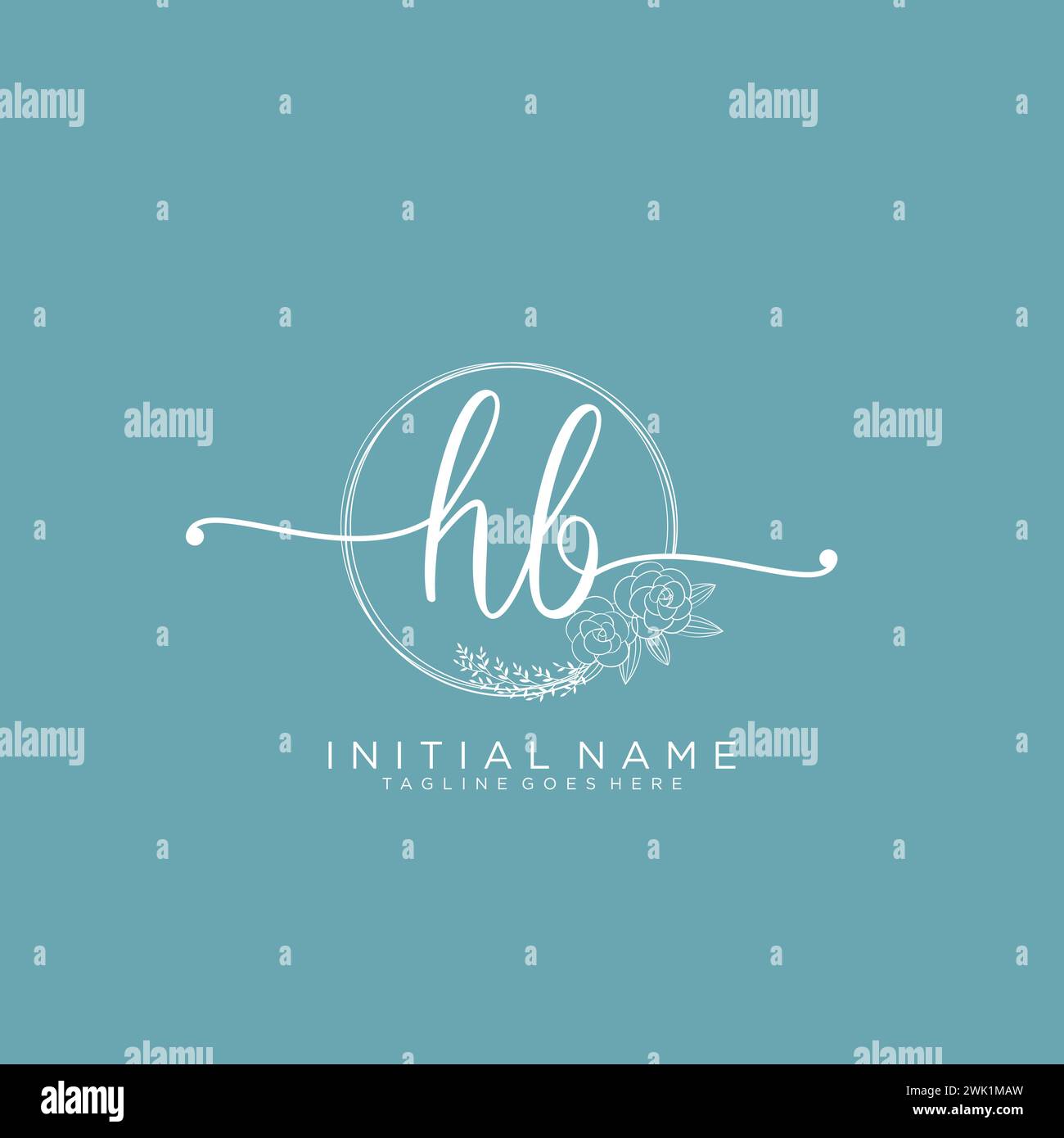 HB Initial handwriting logo with circle Stock Vector