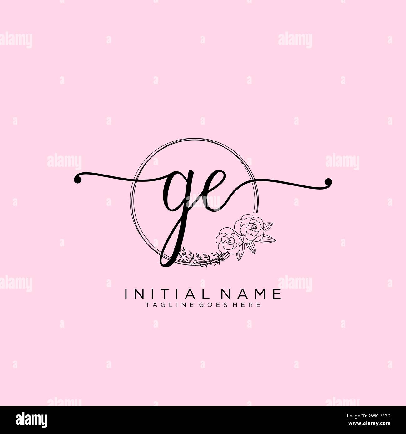 GE Initial handwriting logo with circle Stock Vector