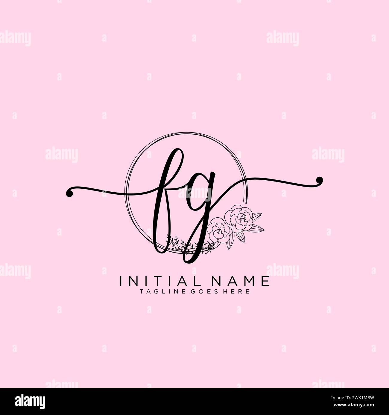 FG Initial handwriting logo with circle Stock Vector