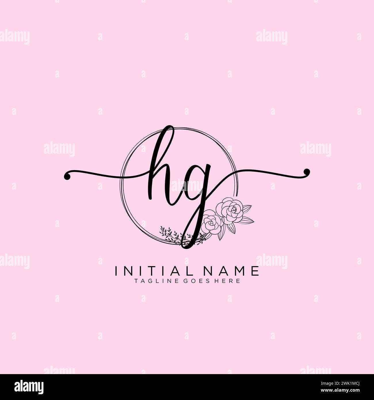 HG Initial handwriting logo with circle Stock Vector