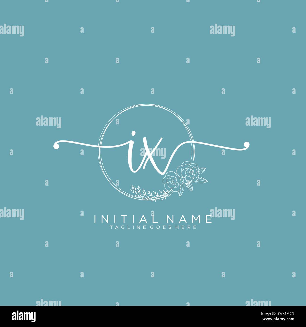 IX Initial handwriting logo with circle Stock Vector