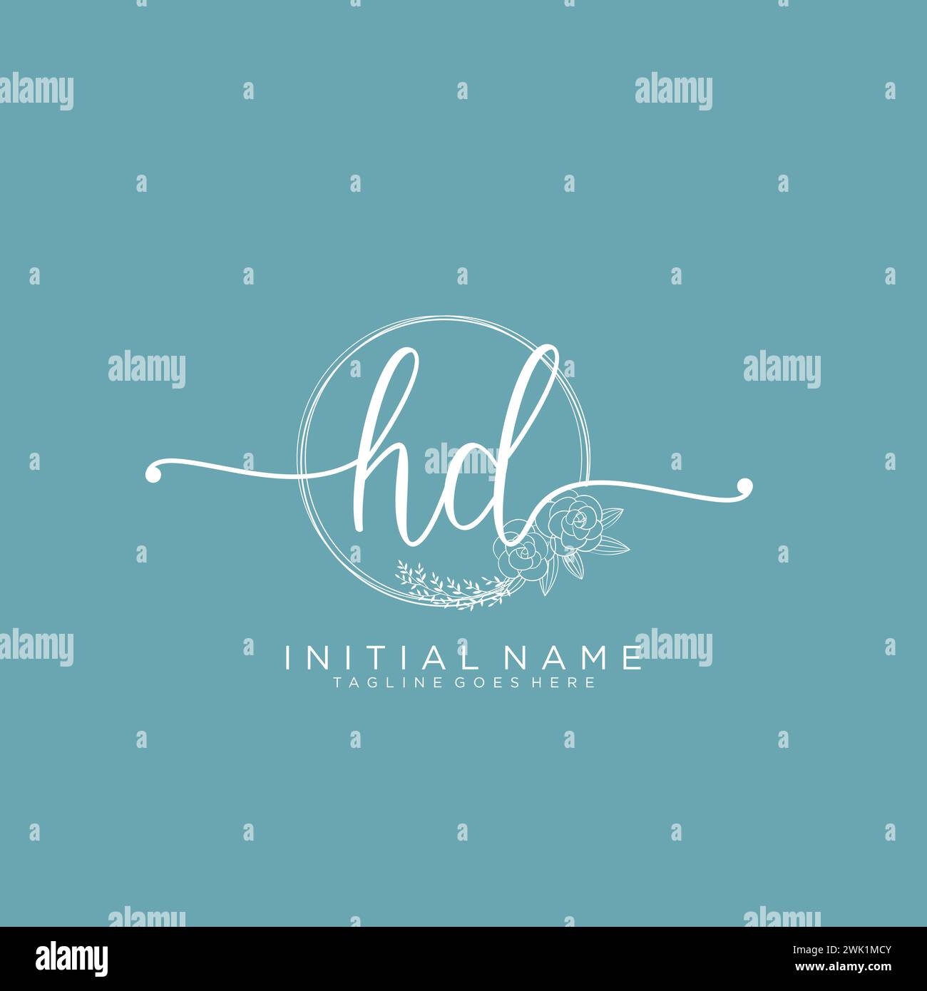 HD Initial handwriting logo with circle Stock Vector