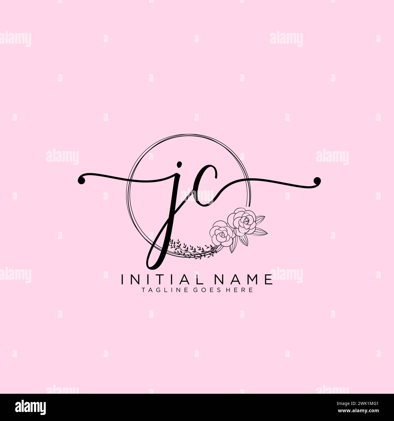 JC Initial handwriting logo with circle Stock Vector