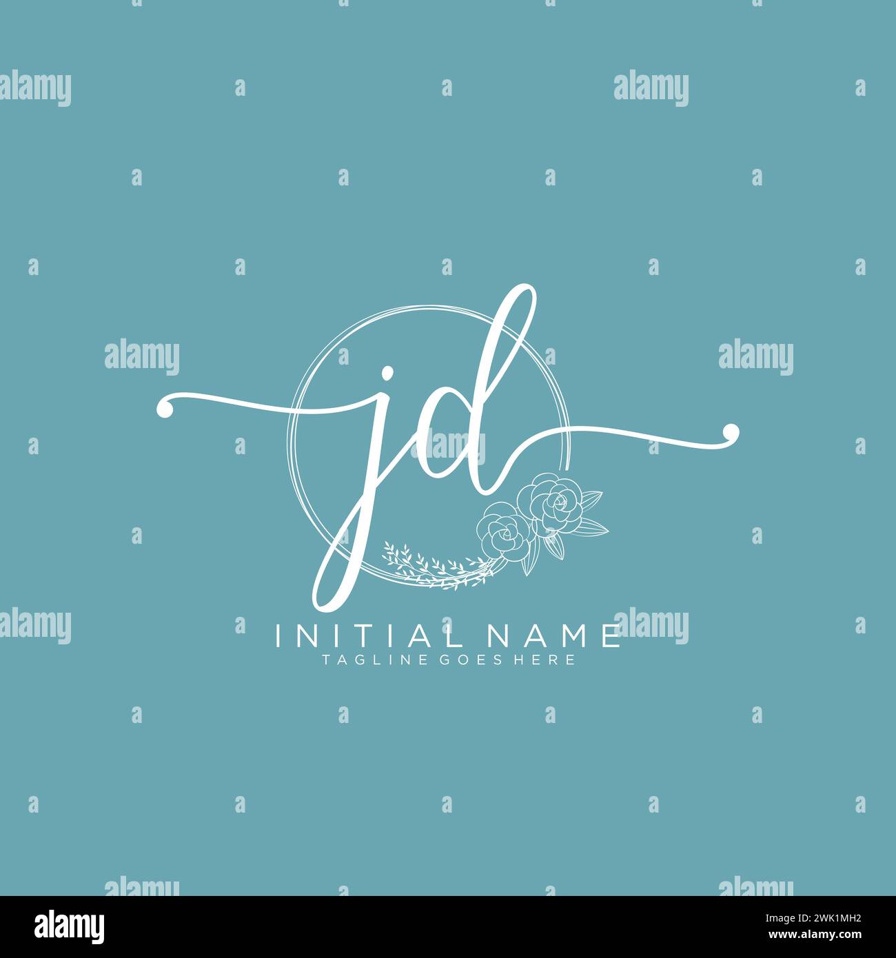 JD Initial handwriting logo with circle Stock Vector