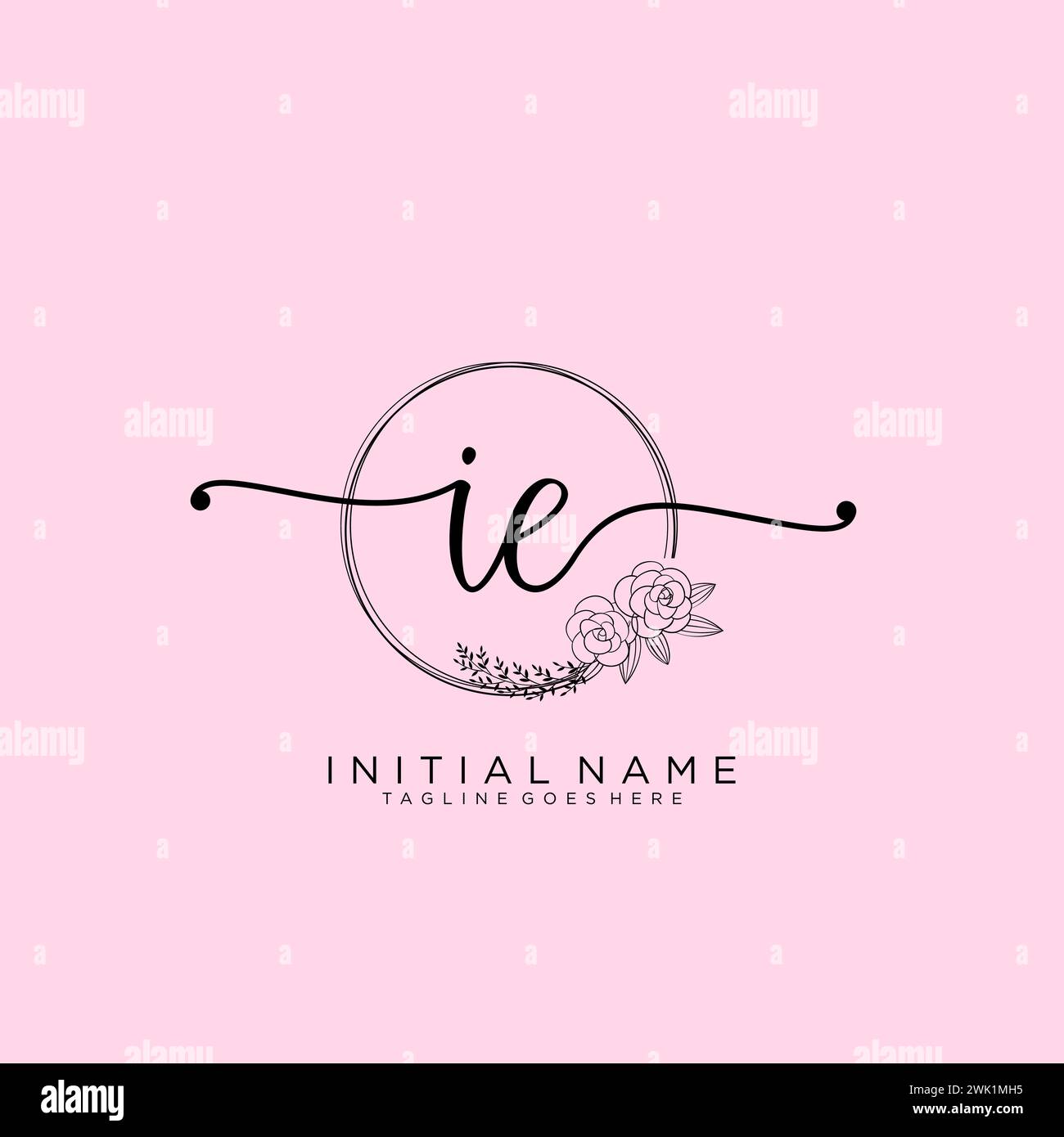 IE Initial handwriting logo with circle Stock Vector