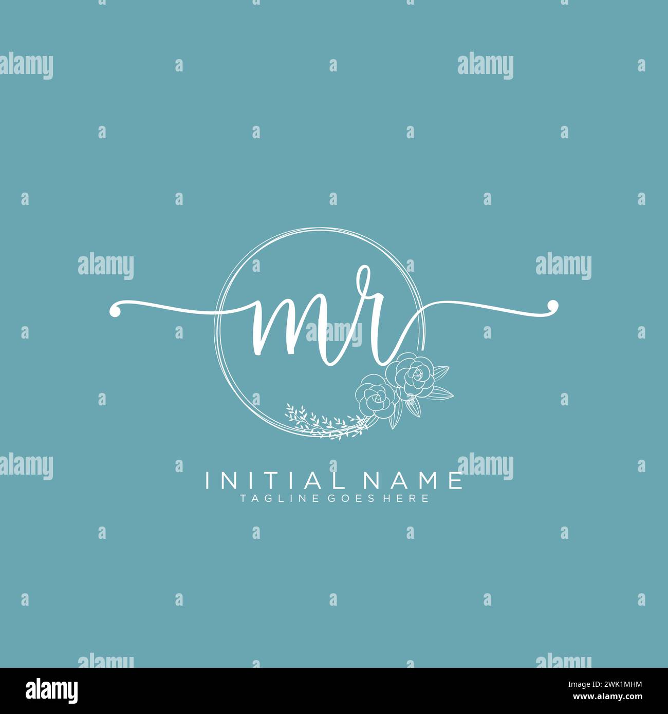 MR Initial handwriting logo with circle Stock Vector