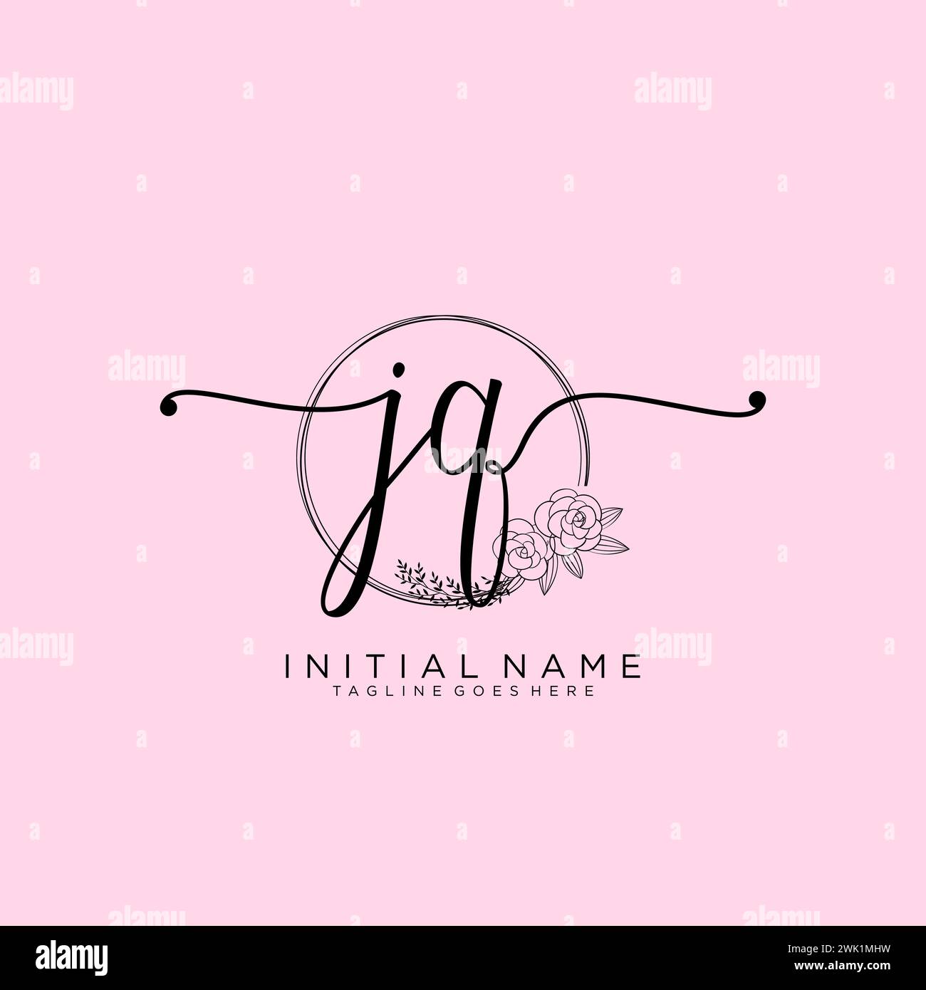 JQ Initial handwriting logo with circle Stock Vector