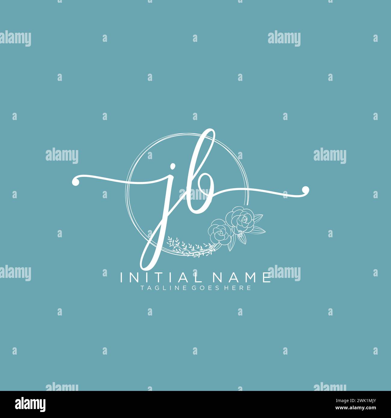 JB Initial handwriting logo with circle Stock Vector