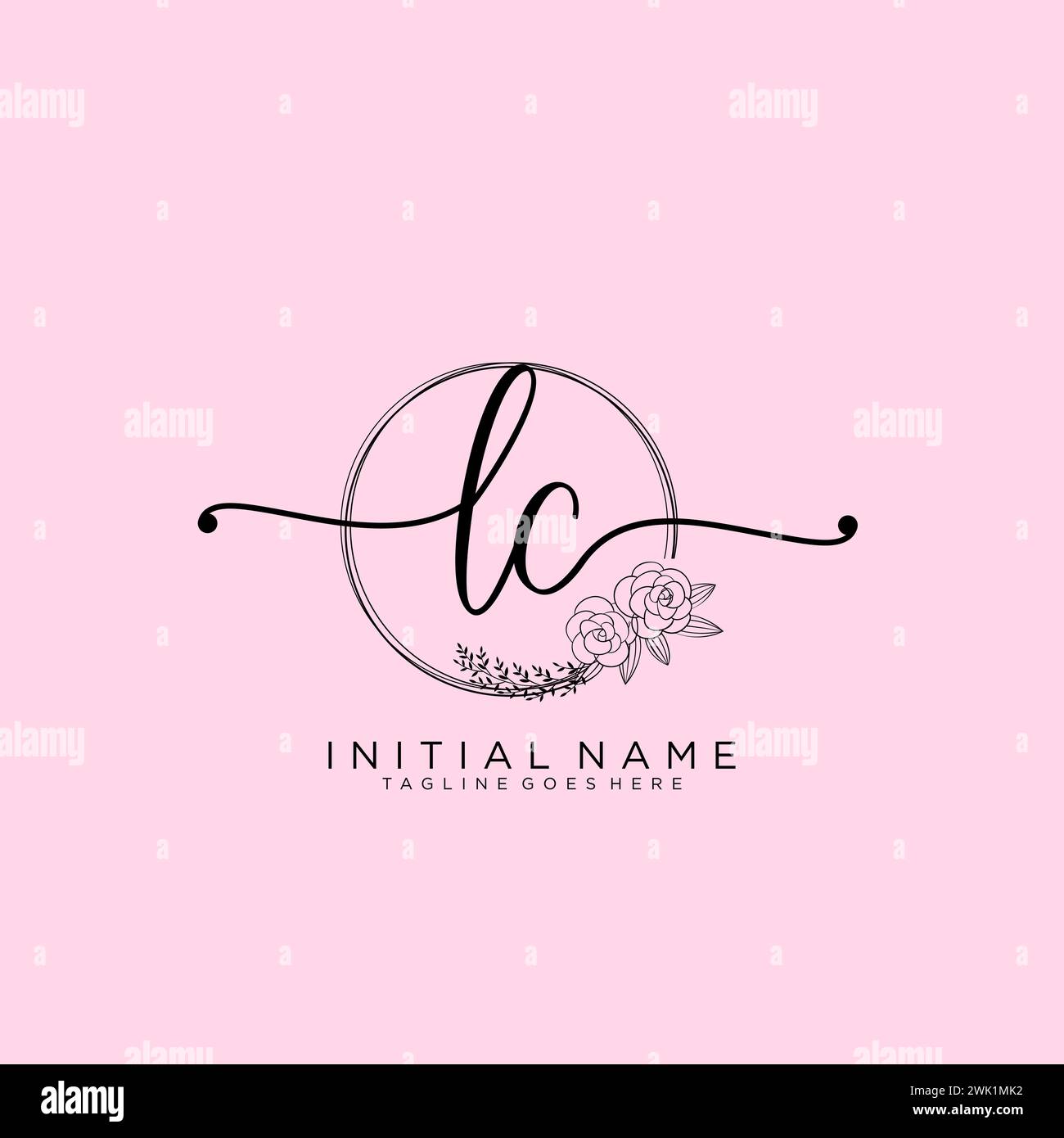 LC Initial handwriting logo with circle Stock Vector