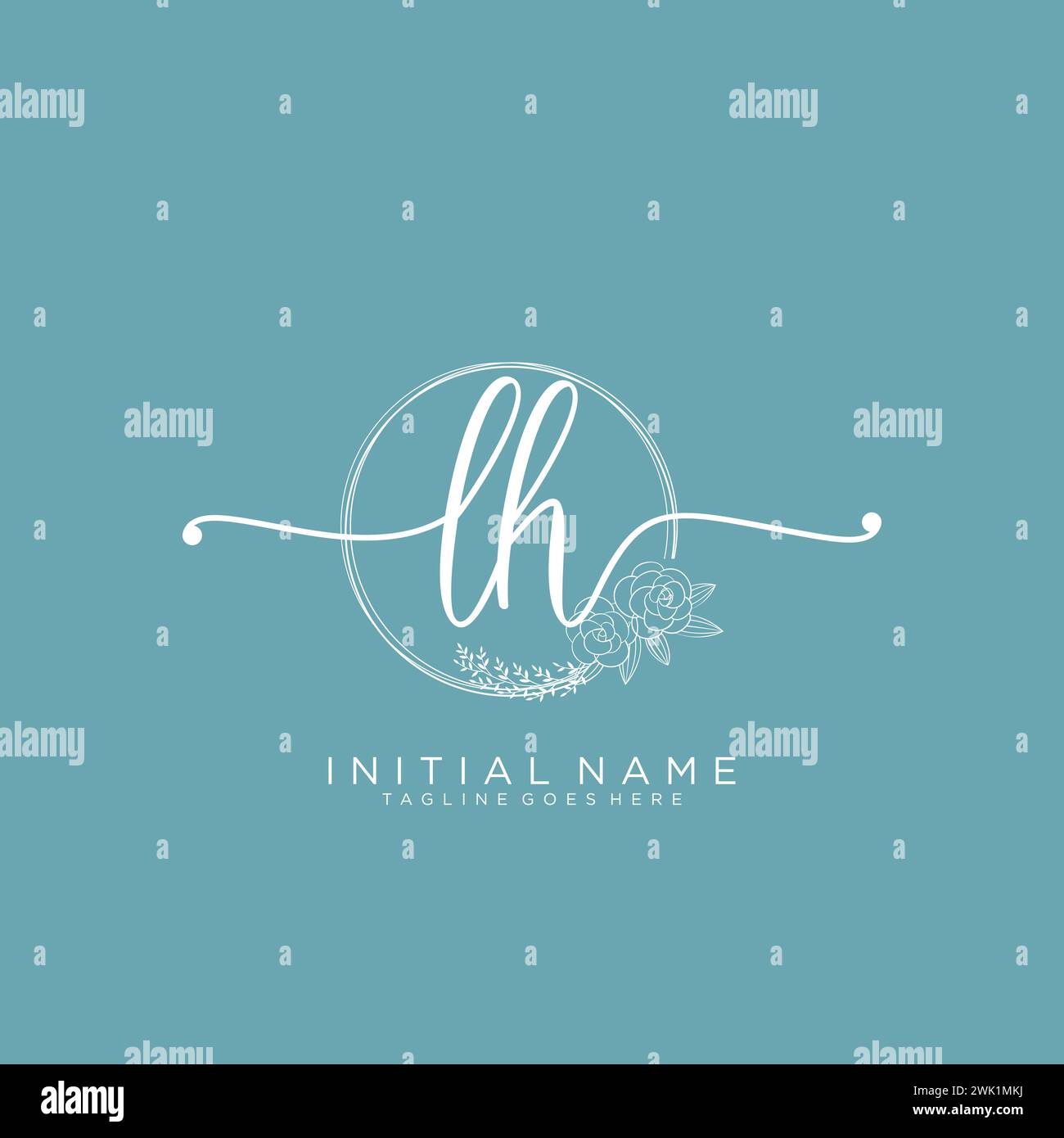 LH Initial handwriting logo with circle Stock Vector