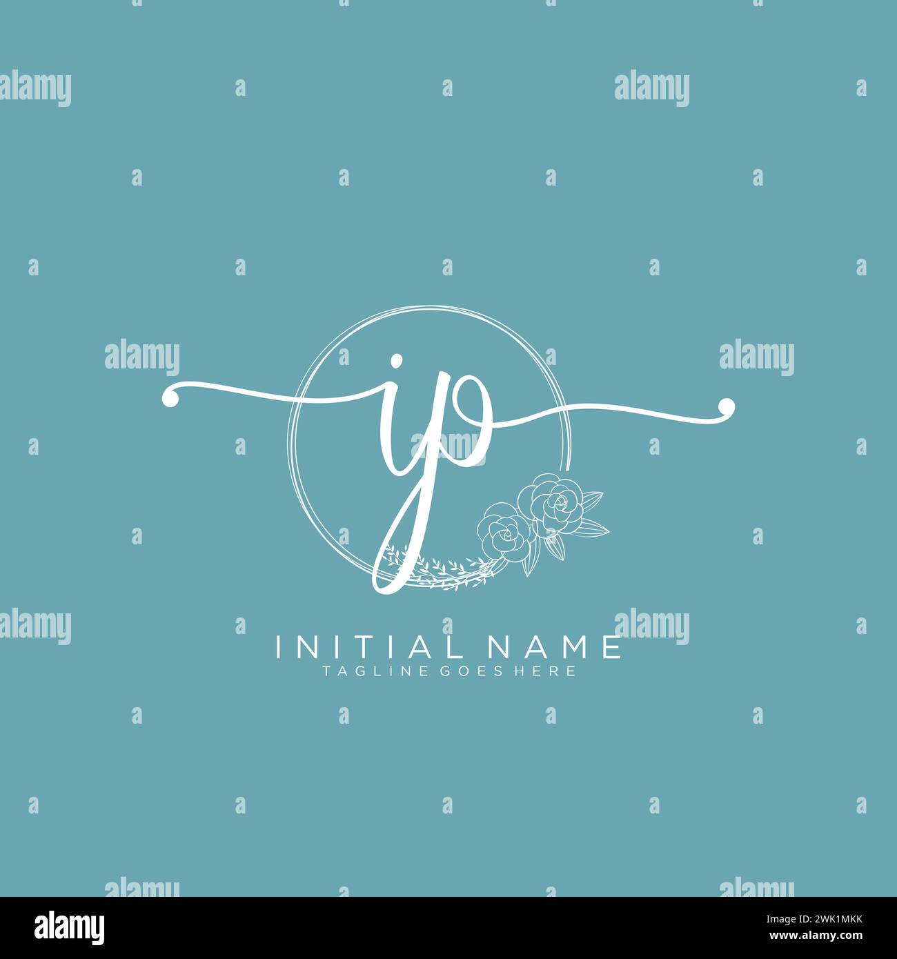 IP Initial handwriting logo with circle Stock Vector
