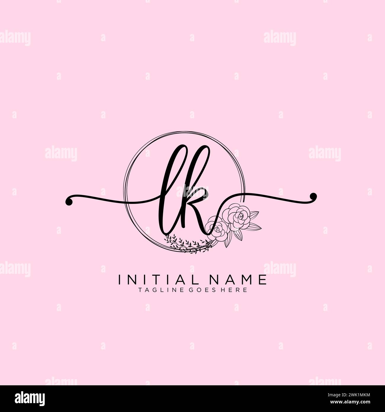 LK Initial handwriting logo with circle Stock Vector