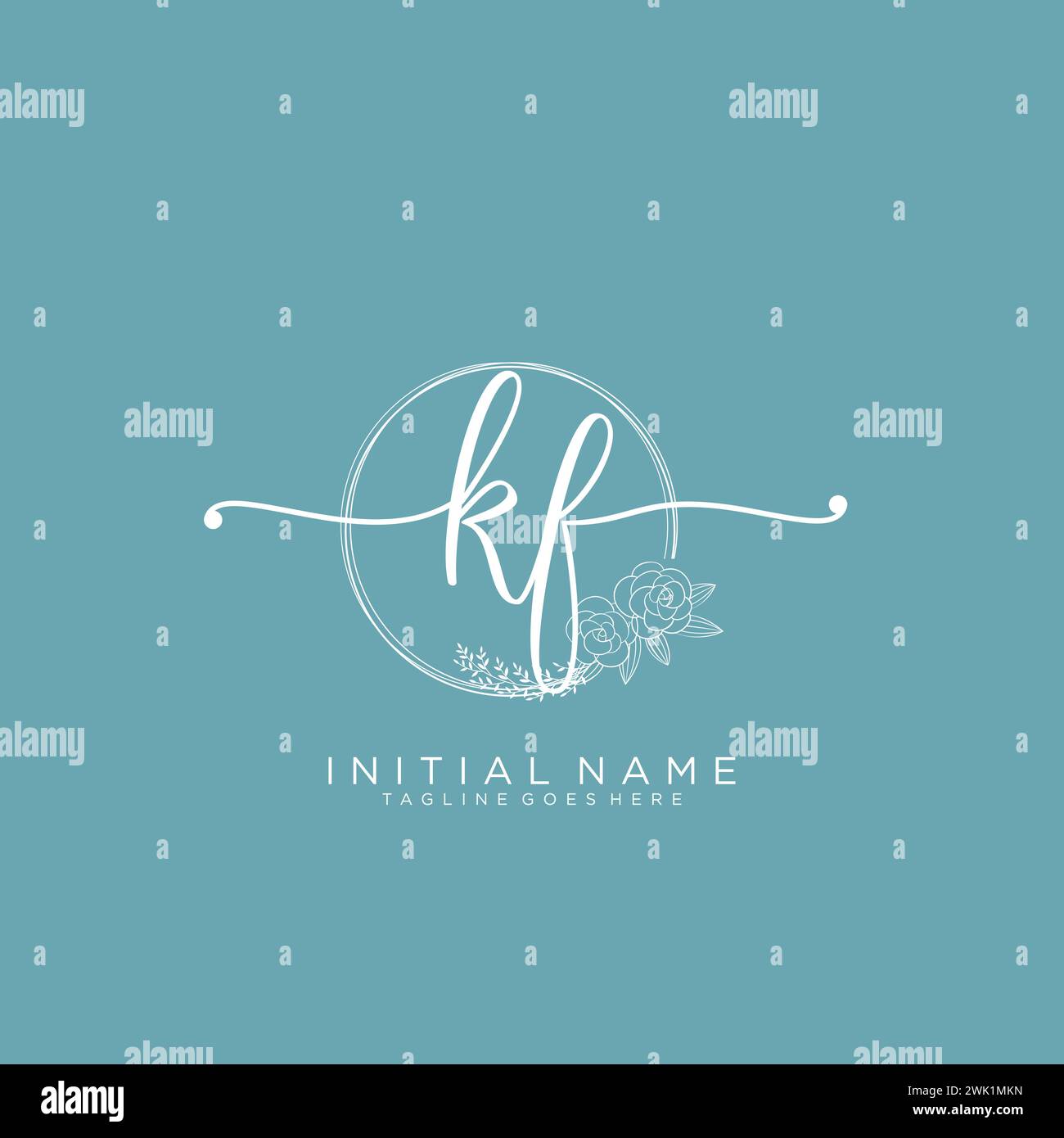 KF Initial handwriting logo with circle Stock Vector