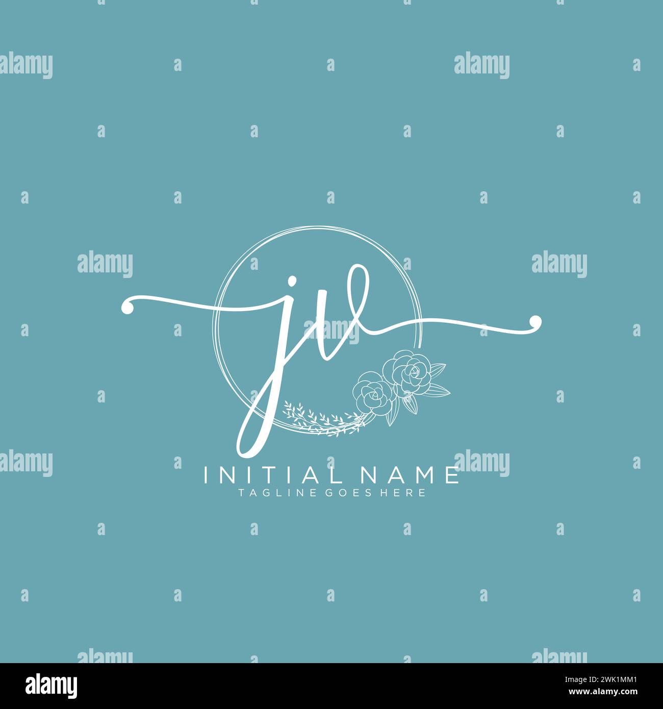JV Initial handwriting logo with circle Stock Vector